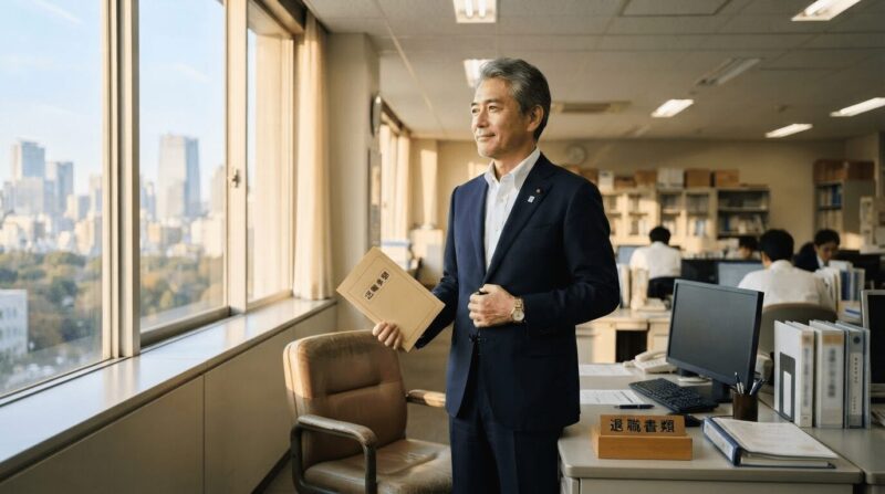 書類フォルダを持つ元公務員。「事前準備の重要性」の象徴