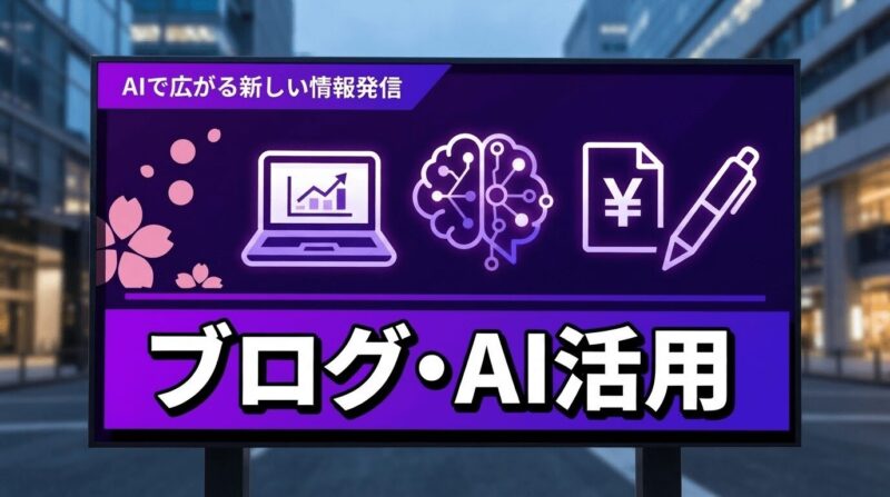 「ブログ・AI活用」カテゴリー画像、標識風